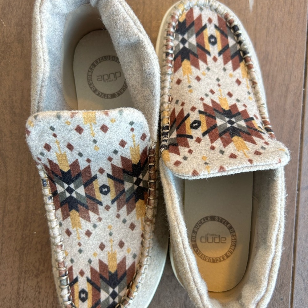 Hey Dude Aztec Pattern Slip-On Shoes